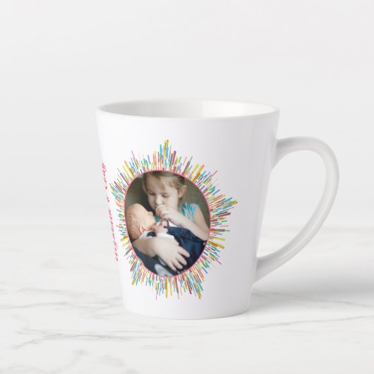 Twee foto's Abstract en kleurrijke kunst aangepast Latte Mok (Rechts)