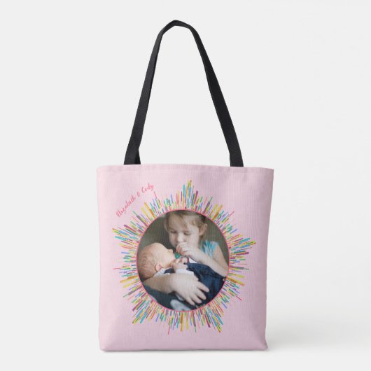 Twee foto's Abstract en kleurrijke kunst aangepast Tote Bag (Achterkant)