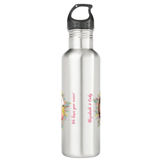 Twee foto's Abstract en kleurrijke kunst aangepast Waterfles (Voorkant)