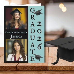 Twee Foto's Afstudeercongratulatiekaart Kaart