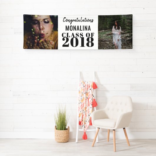 Twee foto's Afstuderen Gefeliciteerd Spandoek (Insitu)