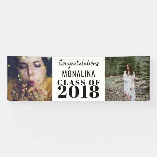 Twee foto's Afstuderen Gefeliciteerd Spandoek (Horizontaal)