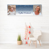Twee foto's blauw uitstrijken Glitter 60th Birthda Spandoek (Insitu)