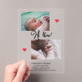 Twee foto's Boy Birth Aankondiging Acryl Kaart (Insitu (Draagbaar))