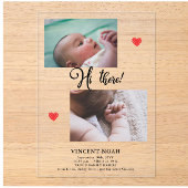 Twee foto's Boy Birth Aankondiging Acryl Kaart