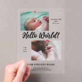 Twee foto's Boy Birth Aankondiging Acryl Kaart (Insitu (Draagbaar))