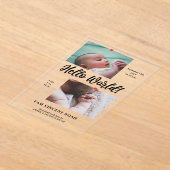Twee foto's Boy Birth Aankondiging Acryl Kaart (Laagn)