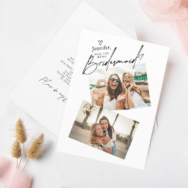 Twee foto's Bridesmaid Voorstel Kaart Sjabloon