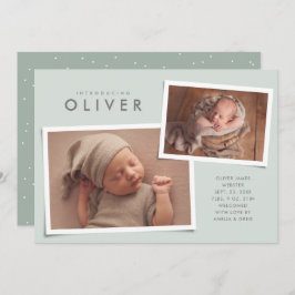 Twee foto's collage, eenvoudig groen aankondiging