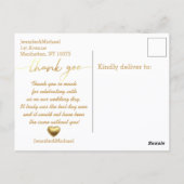 Twee foto's collage gouden script dank u, bruiloft briefkaart (Achterkant)