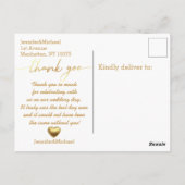 Twee foto's collage gouden script dank u, bruiloft briefkaart (Achterkant)