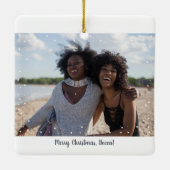 Twee foto's Cute Script Beste Vriendin Sneeuwval V Keramisch Ornament (Achterkant)