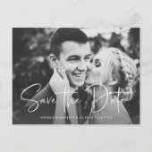 Twee foto's | Eenvoudige script save-the-date Aankondigingskaart (Voorkant)