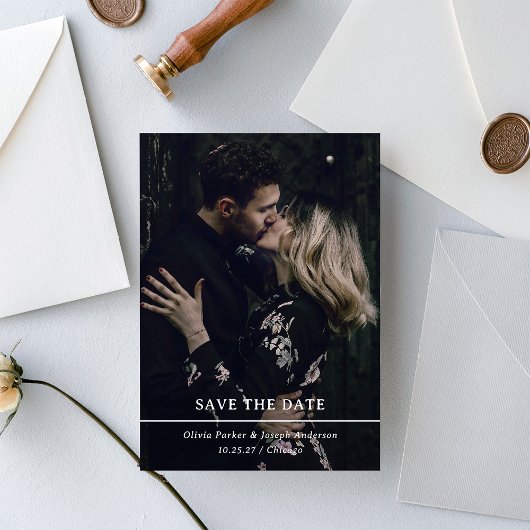 Twee foto's en eenvoudige tekst met QR-code | Brui Save The Date