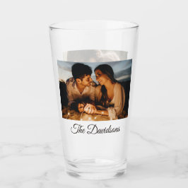 Twee foto's en gepersonaliseerd Script 16oz Pint G Glas