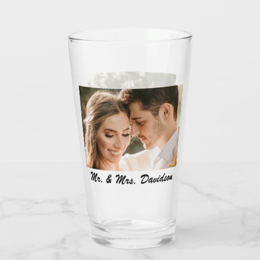 Twee foto's en gepersonaliseerde 16oz pint glas (Achterkant)