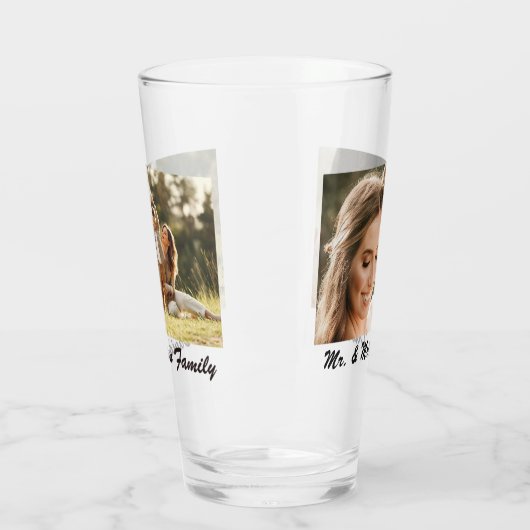 Twee foto's en gepersonaliseerde 16oz pint glas (Links)