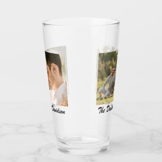 Twee foto's en gepersonaliseerde 16oz pint glas (Rechts)