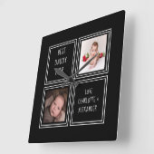 Twee foto's en tekst Sjabloon Vierkante Klok (Hoek)