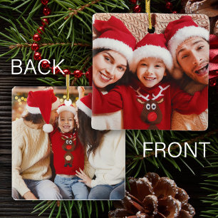 Twee foto's familie dubbelzijdige Kerstmis Keramisch Ornament