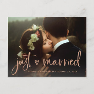 Twee foto's Faux Roos Gold Heart getrouwd Aankondigingskaart