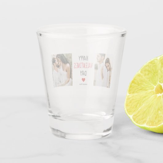 Twee foto's | Fijne Valentijnsdag | Cadeaubonnen Shot Glas (Achterkant)