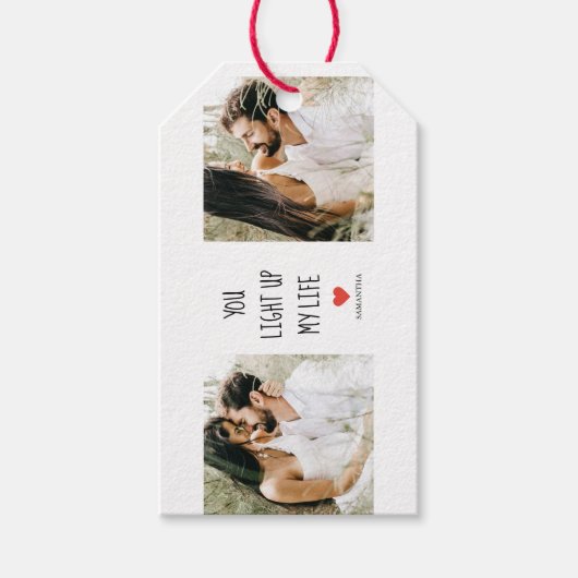 Twee foto's | Fijne Valentijnsdag | Romantische pr Cadeaulabel (Voorkant)