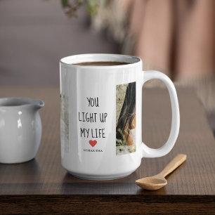 Twee foto's   Fijne Valentijnsdag   Romantische pr Koffiemok