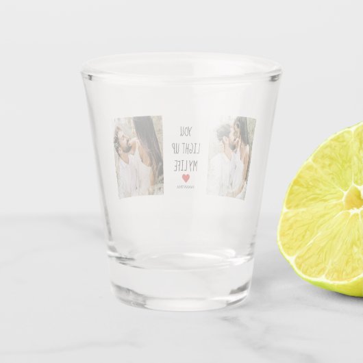 Twee foto's | Fijne Valentijnsdag | Romantische pr Shot Glas (Achterkant)