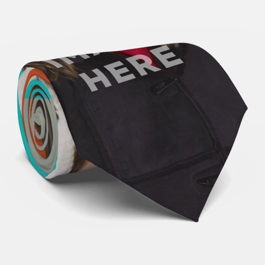 Twee foto's Foto Funny Stropdas grijze achtergrond (Opgerold)