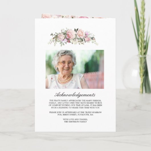 Twee foto's funeral Celebration of Life Programme Programma (Achterkant)