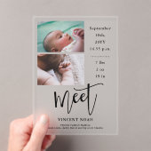 Twee foto's Geboorteaankondiging Frosted Acrylic K Acryl Uitnodigingen (Insitu (Draagbaar))