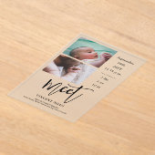 Twee foto's Geboorteaankondiging Frosted Acrylic K Acryl Uitnodigingen (Laagn)