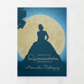 Twee foto's gekruid Silhouette met Moon Quinceaner Drieluik Uitnodiging (Cover)