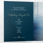 Twee foto's gekruid Silhouette met Moon Quinceaner Drieluik Uitnodiging (Binnenzijde eerst)