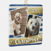 Twee foto's gepersonaliseerde kerst keramisch ornament (Rechts)