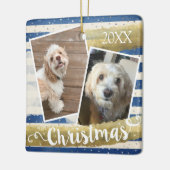 Twee foto's gepersonaliseerde kerst keramisch ornament (Links)