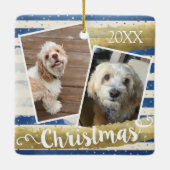 Twee foto's gepersonaliseerde kerst keramisch ornament (Achterkant)