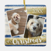 Twee foto's gepersonaliseerde kerst keramisch ornament (Voorkant)