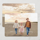 Twee foto's gewoon ons II vlak kerstkaart (Voorkant / Achterkant)