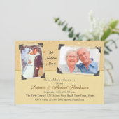 Twee Foto's Gouden Jubileum Damast Kaart (Staand voorkant)