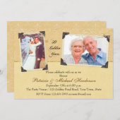 Twee Foto's Gouden Jubileum Damast Kaart (Voorkant / Achterkant)