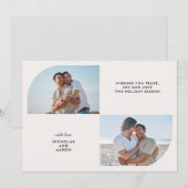 TWEE FOTO'S HALVE BOOG EENVOUDIGE KERSTVAKANTIE FEESTDAGENKAART (Voorkant / Achterkant)