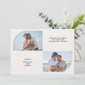 TWEE FOTO'S HALVE BOOG EENVOUDIGE KERSTVAKANTIE FEESTDAGENKAART (Staand voorkant)