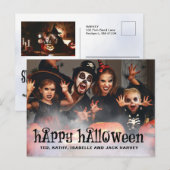 Twee foto's Happy Halloween Family Briefkaart (Voorkant / Achterkant)