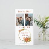 Twee foto's herfst Pumpkins Fall Wedding Save The Date (Staand voorkant)