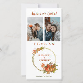 Twee foto's herfst Pumpkins Fall Wedding Save The Date