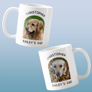 Twee foto's hond huisdier vader gepersonaliseerd koffiemok