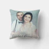 Twee foto's huwelijksnaam datumoverlay kussen (Achterkant)