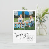Twee foto's Kinderen Verjaardag  Bedankkaart (Staand voorkant)